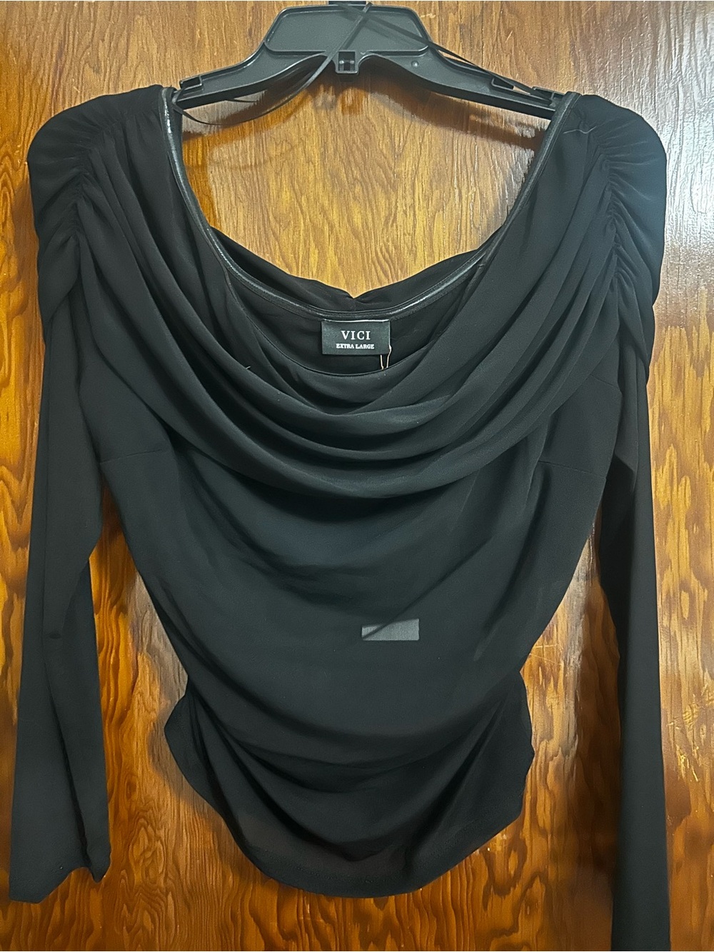 VICI Sheer Cold Shoulder Long Sleeve Top